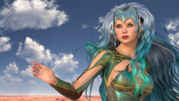 Картинка 3д графика fantasy фантазия облака девушка