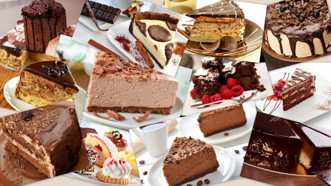 Обои картинки фото еда, пирожные, кексы, печенье, коллаж, торты