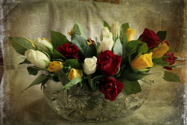 Обои картинки фото цветы, розы, текстура, букет, ваза