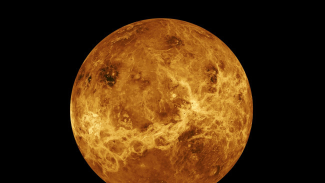Обои картинки фото космос, венера, планета, на, черном, фоне