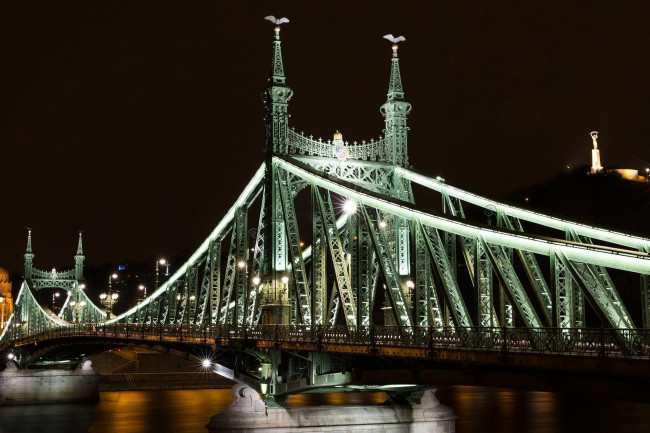Обои картинки фото города, будапешт , венгрия, вечер, мост