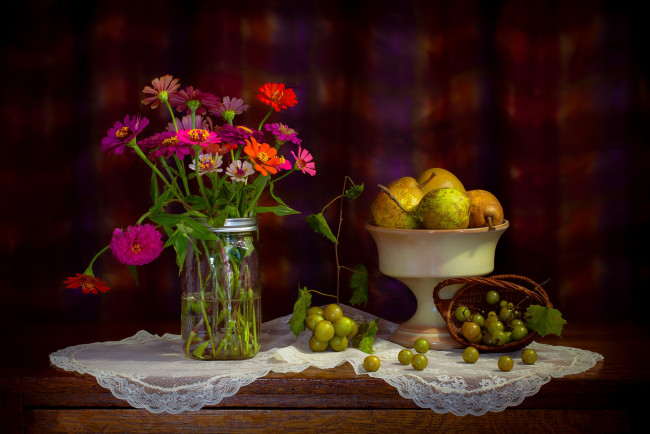 Обои картинки фото еда, натюрморт, цветы, фрукты