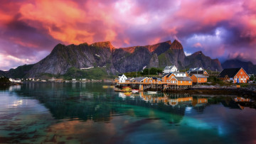 Картинка города лофотенские+острова+ норвегия горы фьорд