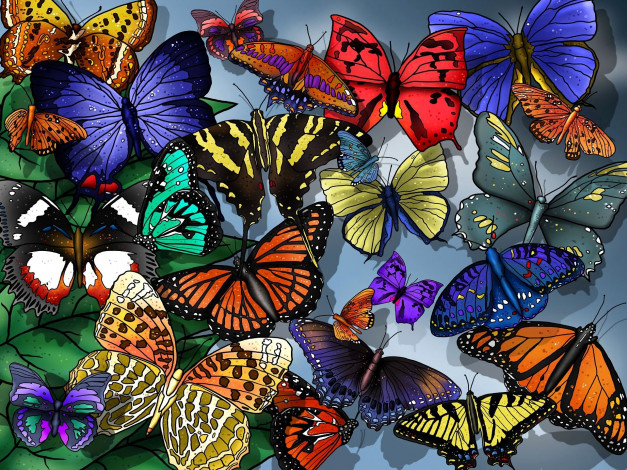 Обои картинки фото рисованное, животные,  бабочки, бабочки