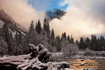 Картинка природа зима река деревья пейзаж