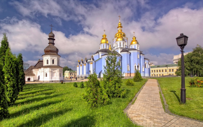 Обои картинки фото михайловский, златоверхий, собор, киев, украина, города