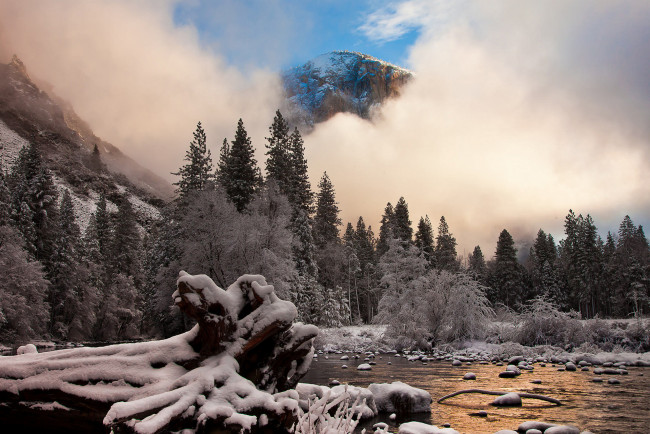 Обои картинки фото природа, зима, река, деревья, пейзаж