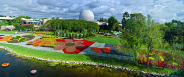 Картинка города диснейленд парк цветы клумбы