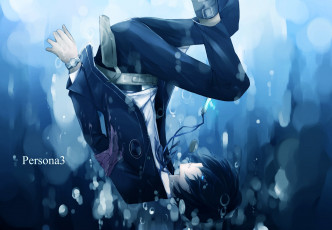 Картинка аниме persona свет takka парень персона падает arisato minato школьная форма пузыри тонет