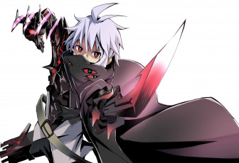 Картинка аниме -weapon +blood+&+technology арт makadamia парень меч плащ оружие