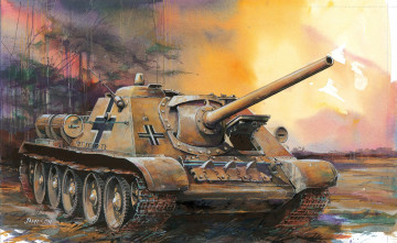 Картинка рисованные армия танк атака