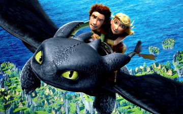 обоя мультфильмы, how to train your dragon, полет