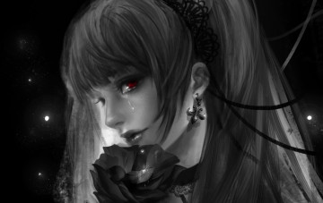 Картинка аниме death+note цветок слеза тетрадь смерти девушка amane misa