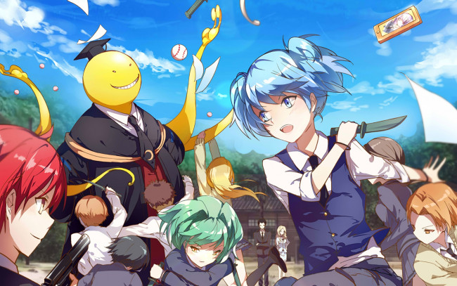 Обои картинки фото assassination classroom, аниме, ansatsu kyoushitsu, фон, девушка, взгляд