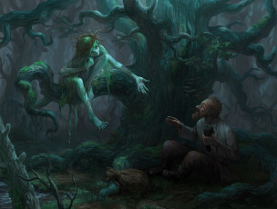 Картинка фэнтези существа иной мир лес существо мужчина встреча