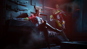 Картинка видео+игры cyberpunk+2077 девушка мужчина оружие