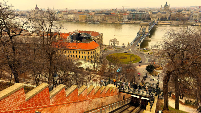 Обои картинки фото города, будапешт , венгрия, река, мост, панорама