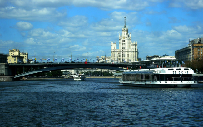 Обои картинки фото города, москва, россия, мост, река