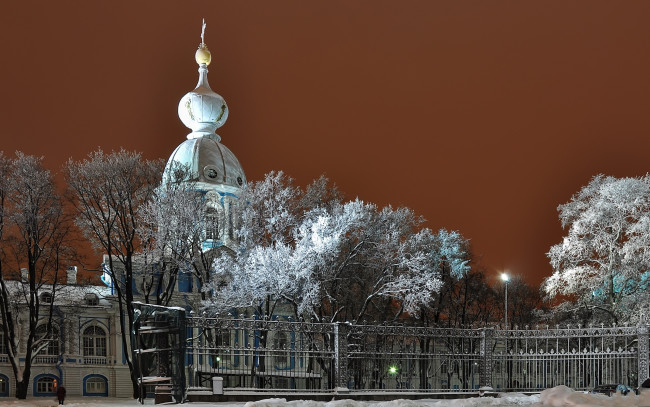 Обои картинки фото храм, города, православные, церкви, монастыри, небо, цвет, зима