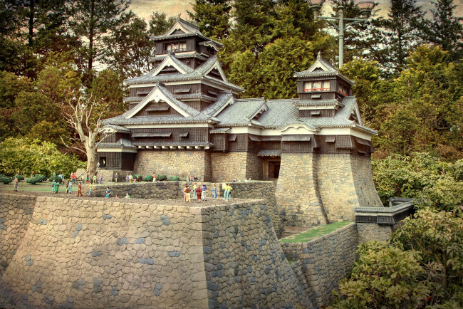 Обои картинки фото замок, кумамото, города, замки, Японии, крепость, пагода, каменный