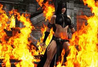 Картинка 3д графика fantasy фантазия огонь девушка