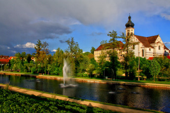 обоя германия, эхинген, города, улицы, площади, набережные, набережная, река, дома