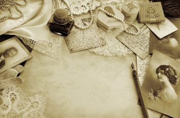 Картинка разное ретро винтаж фотография письма перо кружево жемчуг