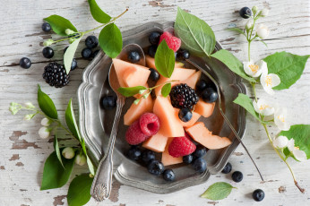 Картинка еда мороженое +десерты ягоды фрукты жасмин фруктовый салат