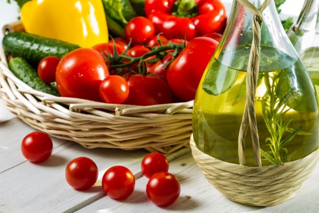 Обои картинки фото еда, овощи, помидоры, масло
