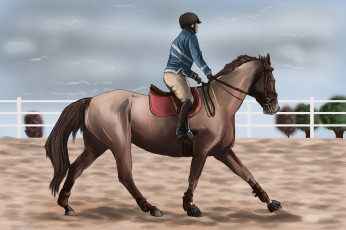 Картинка рисованное животные +лошади лошадь ипподром жоней