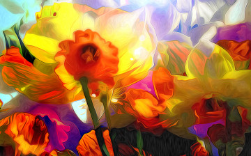 Картинка разное компьютерный+дизайн линии краски рендеринг нарцис лепестки цветы