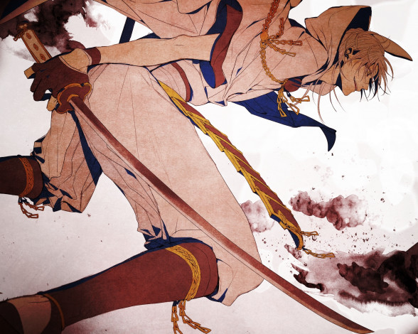 Обои картинки фото аниме, touken ranbu, меч, парень