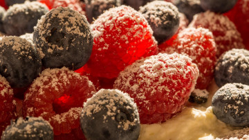 Картинка еда фрукты +ягоды сладость малина вкусно ягоды черника десерт сахарная пудра макро