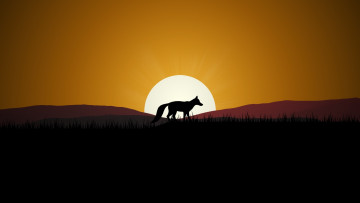 Картинка векторная+графика животные+ animals закат лиса