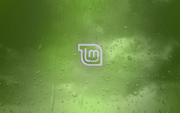 обоя компьютеры, linux, фон, логотип, зелёный, капли, линукс, mint