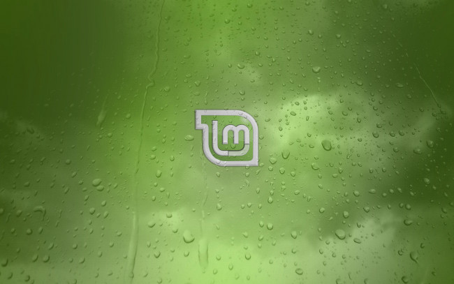 Обои картинки фото компьютеры, linux, фон, логотип, зелёный, капли, линукс, mint