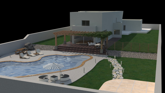 Обои картинки фото 3д графика, архитектура , architecture, бассейн, дом