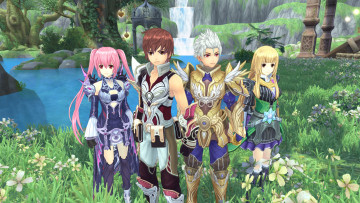 Картинка видео+игры aura+kingdom персонажи водопад река луг
