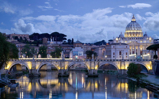 Обои картинки фото basilica of saint peter, aelian bridge, города, рим,  ватикан , италия, basilica, of, saint, peter, aelian, bridge