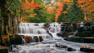 Картинка quartzite+falls slate+river michigan природа водопады quartzite falls slate river