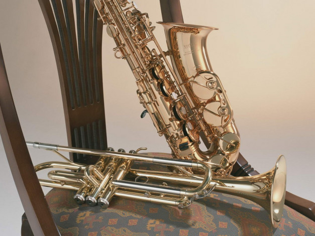 Обои картинки фото музыка, музыкальные, инструменты, саксофон, труба