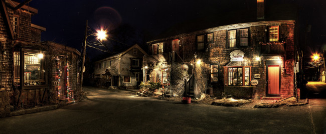 Обои картинки фото города, огни, ночного, rockport, massachusetts