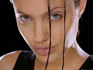 обоя Angelina Jolie, девушки, , , лицо, крупным, планом, пряди, волос