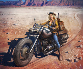 Картинка рисованные авто мото сапоги мотоцикл шляпа взгляд девушка