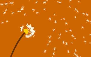 Картинка рисованные минимализм былинки ветер цветок одуванчик