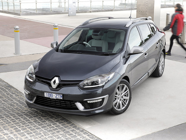 Обои картинки фото автомобили, renault, темный, 2014г, au-spec, line, gt, estate, mеgane