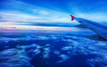 Картинка природа облака небо крыло самолёт под крылом самолёта