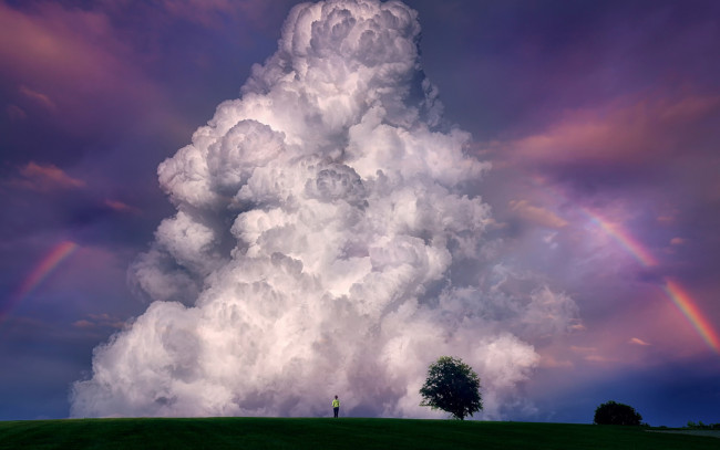 Обои картинки фото природа, стихия, облако, радуга, небо