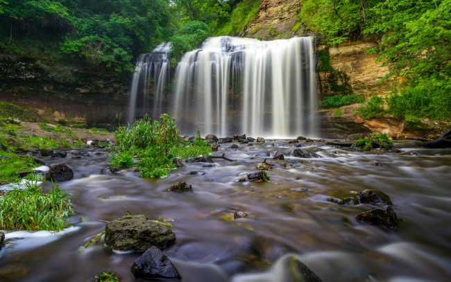 Обои картинки фото природа, водопады, оцеола, osceola, creek, wisconsin, cascade, falls, ручей, каскад, водопад, висконсин