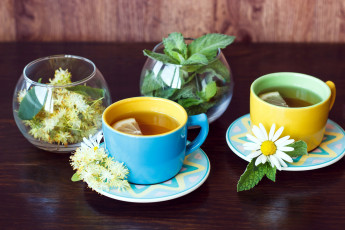 Картинка еда напитки +Чай липовый цвет лимон чай мята